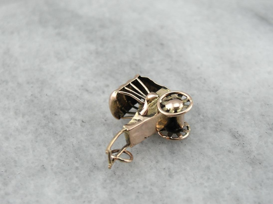 Rickshaw Rose: Gold Buggy Charm or Pendant