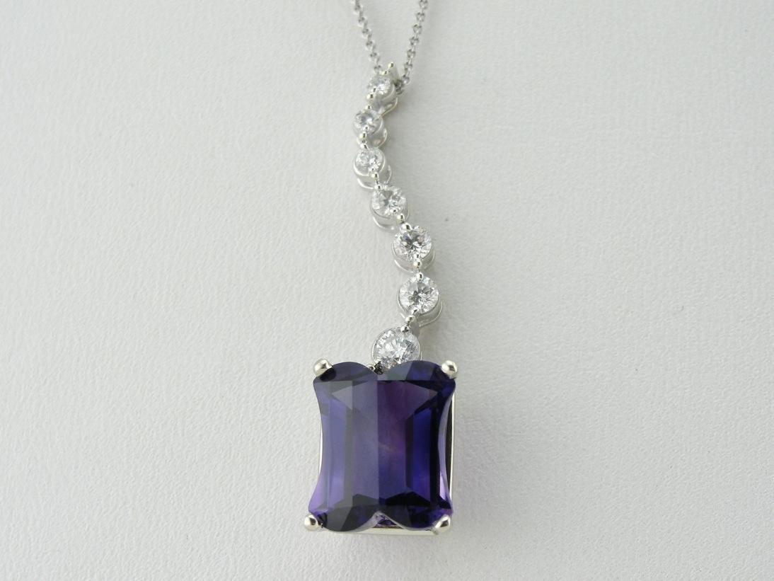 Elegant Amethyst and Trail of Diamonds Drop Pendant