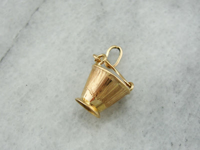 Sweet Rose Gold Pail or Bucket With Moving Parts and Opal Glass Interior