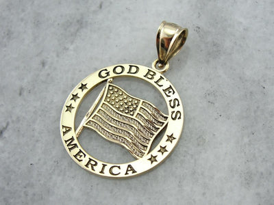 God Bless America, American Flag Medallion