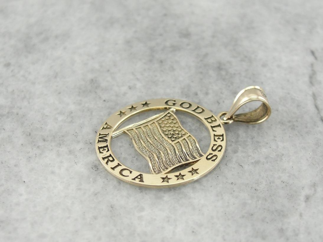 God Bless America, American Flag Medallion