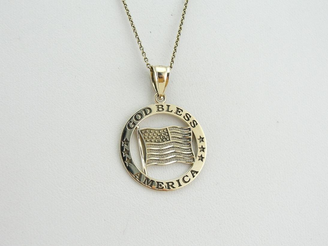 God Bless America, American Flag Medallion