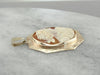 Wonderfully Carved, Vintage Cameo Pendant in Etched Gold Frame