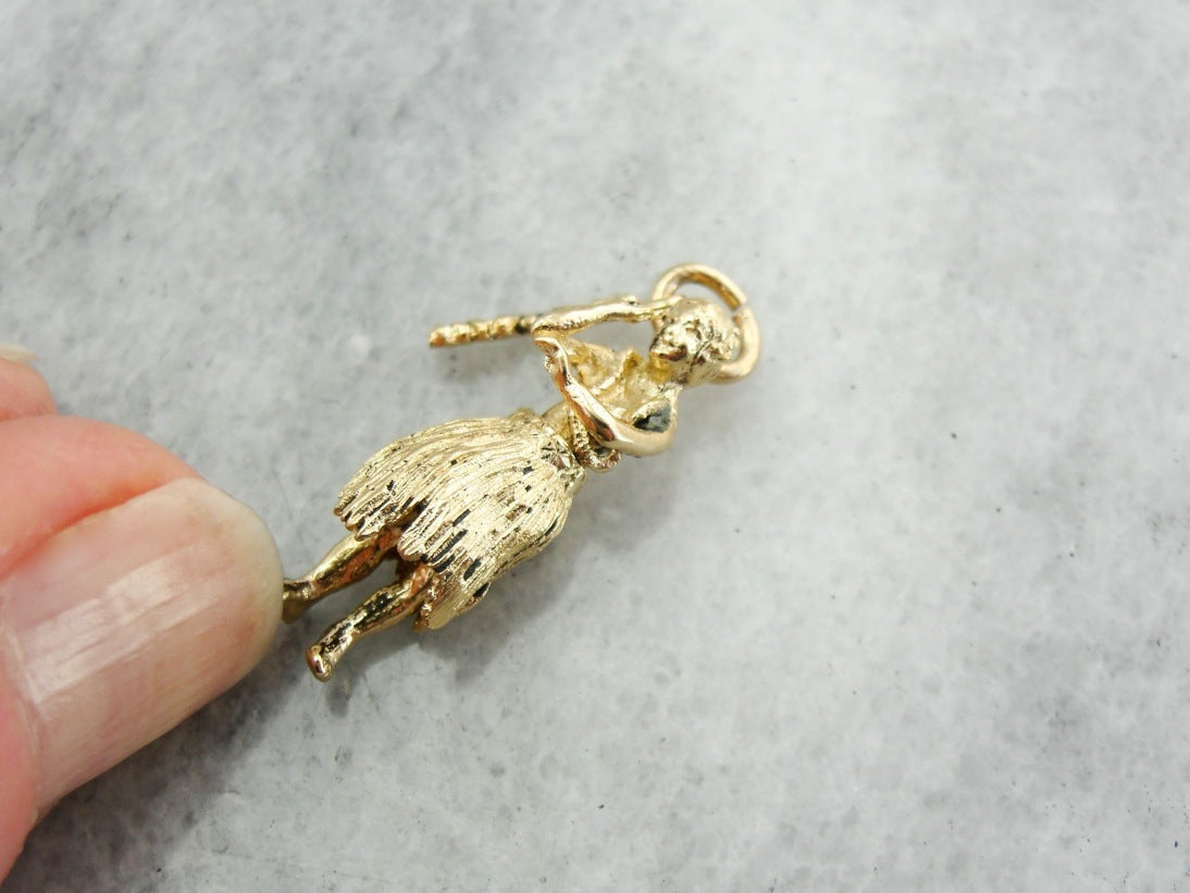 Hawaiian Hula Woman, Hawaii Travel Charm or Pendant, Dancing Woman Moveable Vintage Charms