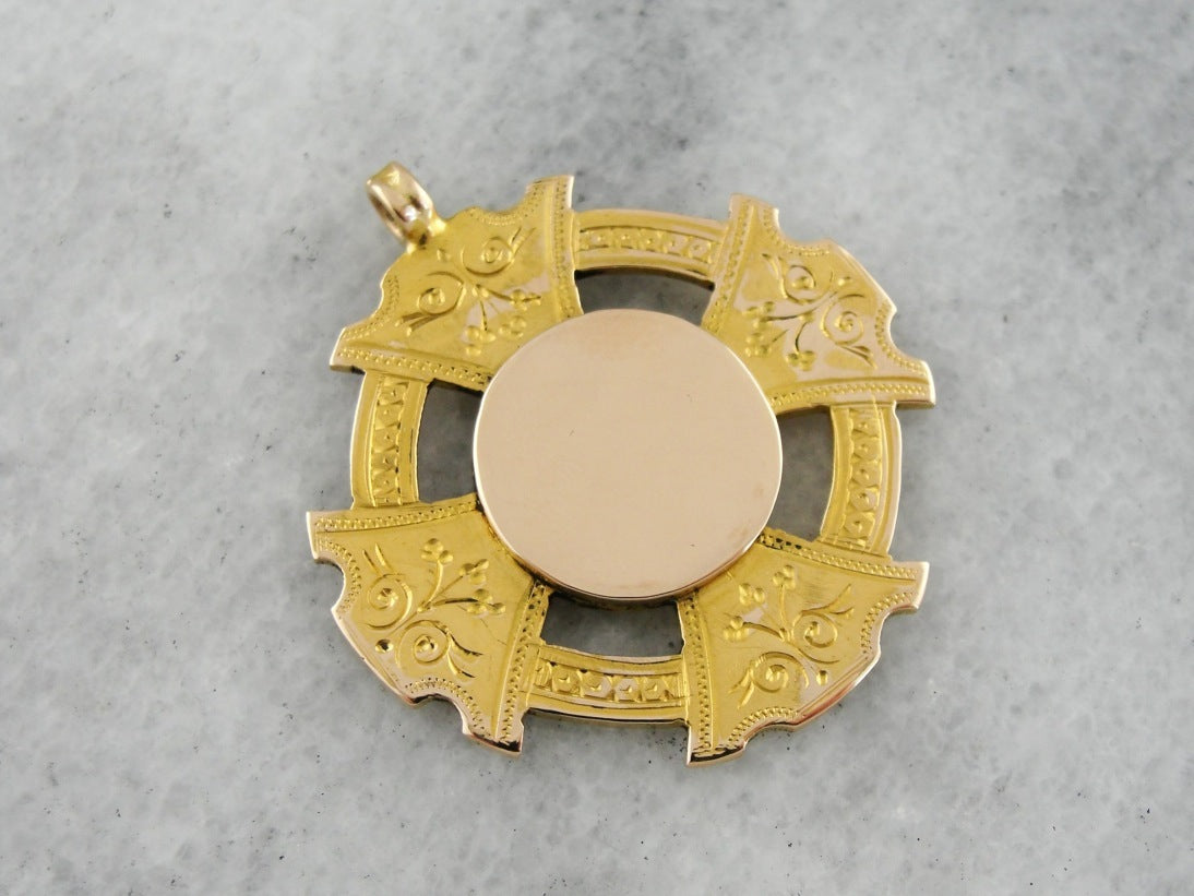 Victorian Large Etched Maltese Style Cross