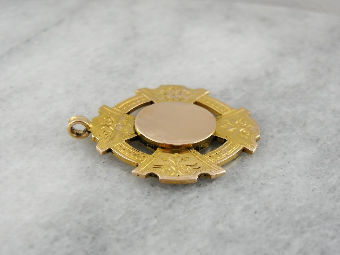 Victorian Large Etched Maltese Style Cross