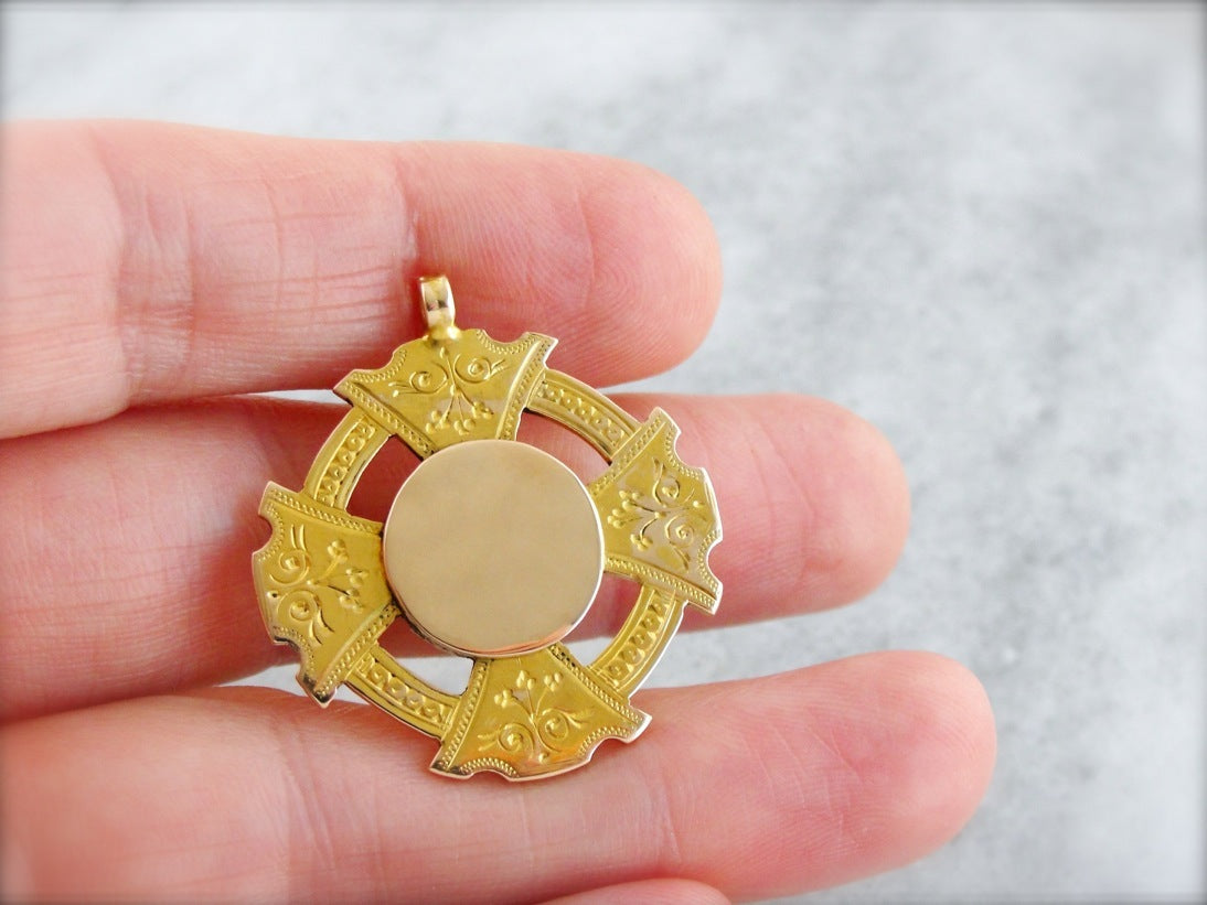 Victorian Large Etched Maltese Style Cross