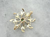 Vintage Demantoid Garnet Brooch, Victorian Revival Pin in Yellow Gold
