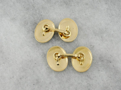 Vintage Seashell Oval Heavy Yellow Gold Cufflinks for a Man or Woman