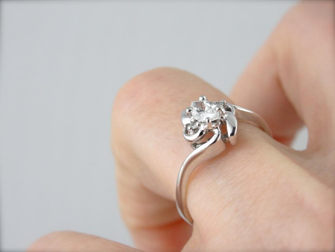 Swirling Marquise Cut Diamond Engagement Ring