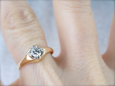 Antique Diamond Solitaire, Antique Engagement Ring with Simple Style