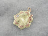 Beautiful Textured Green and Rose Gold Flower Pendant with Diamond