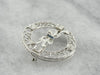 Antique Diamond Art Deco Filigree and Sapphire Circle Pin