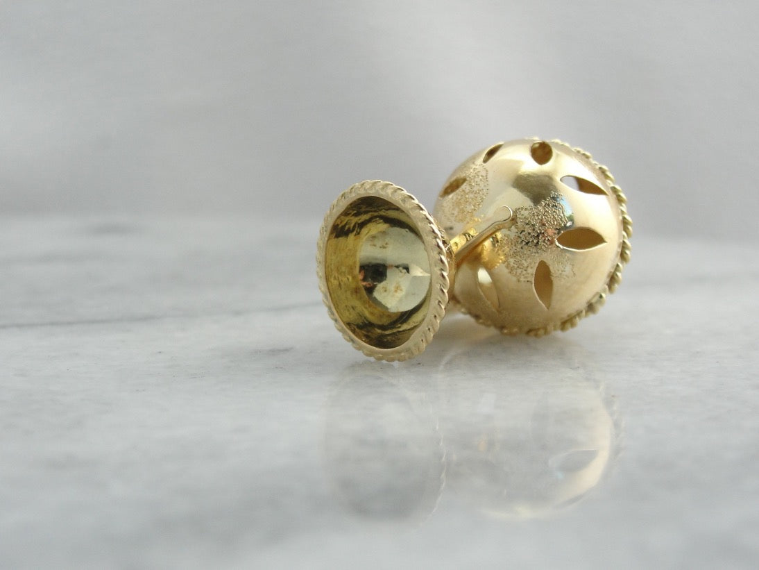 Spinning Globe Pendant or Large Charm in Yellow Gold