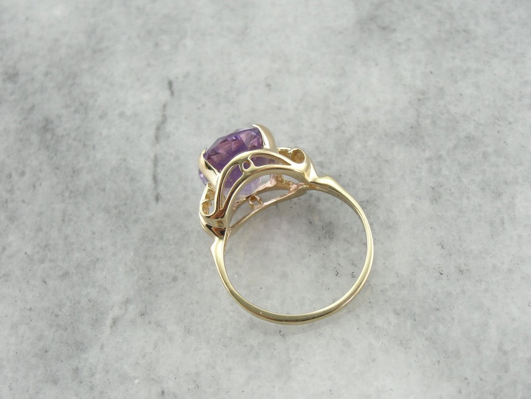 Amethyst Statement Ring in Yellow Gold