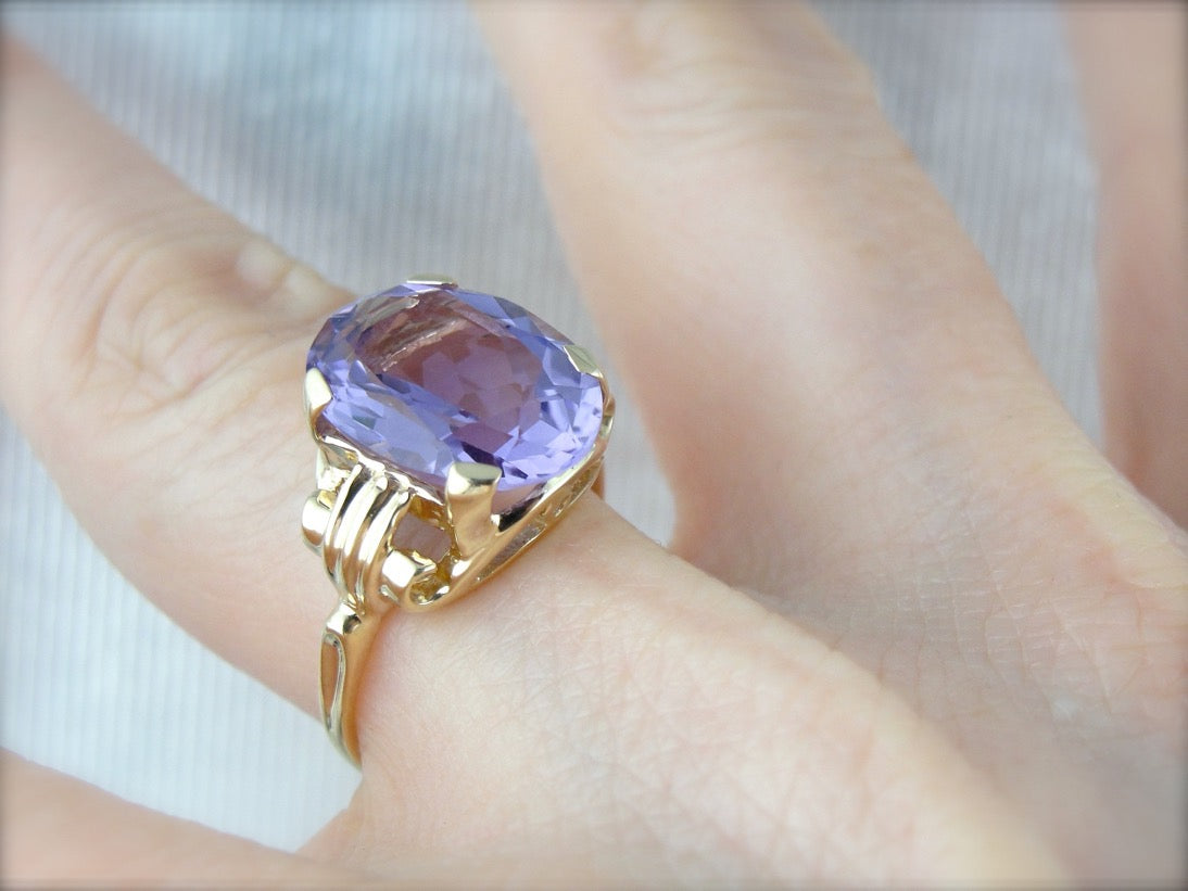 Amethyst Statement Ring in Yellow Gold