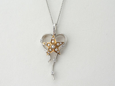 Star Bright Sweetheart, Unique Seed Pearl and Diamond Pendant
