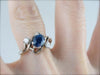 Modernist Sapphire and Diamond Ring in White Gold