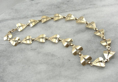 Danish Modern Mastery: Stunning Polished Yellow Gold Necklace