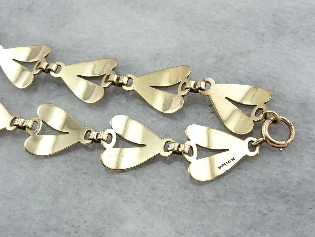 Maestría moderna danesa: impresionante collar de oro amarillo pulido