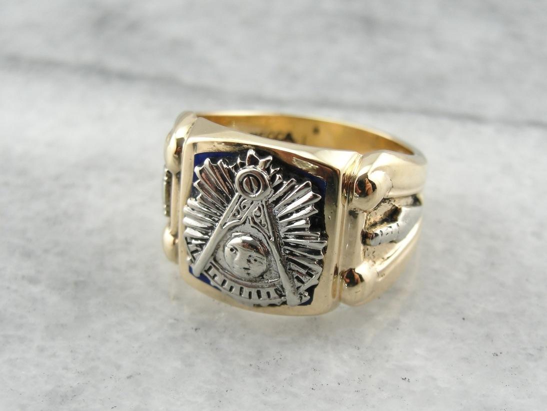 Symbolic Enameled Masonic Statement Ring