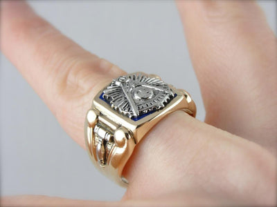 Symbolic Enameled Masonic Statement Ring