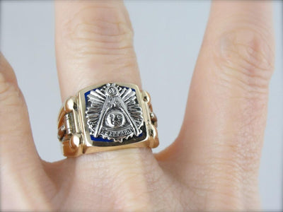 Symbolic Enameled Masonic Statement Ring