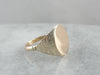 Hidden Structure and Brushed Finished Textured Yellow Gold Signet Ring