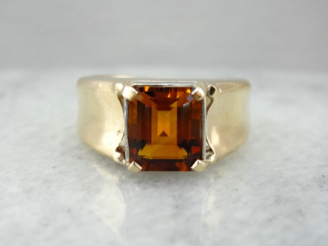 Crisp Citrine Men's Statement Ring