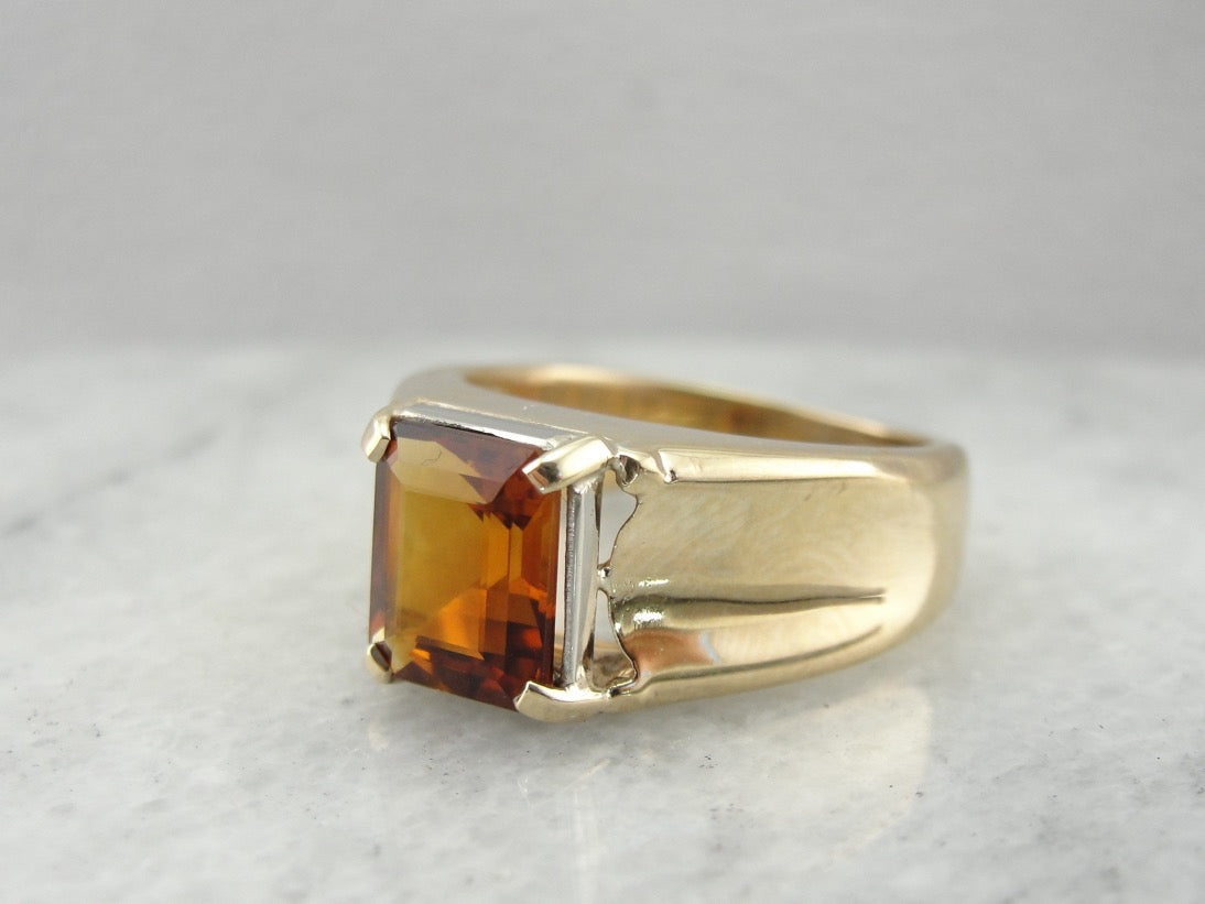 Crisp Citrine Men's Statement Ring