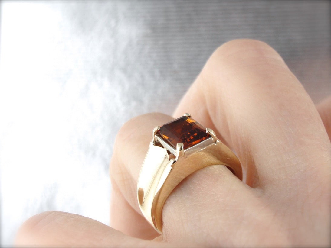 Crisp Citrine Men's Statement Ring