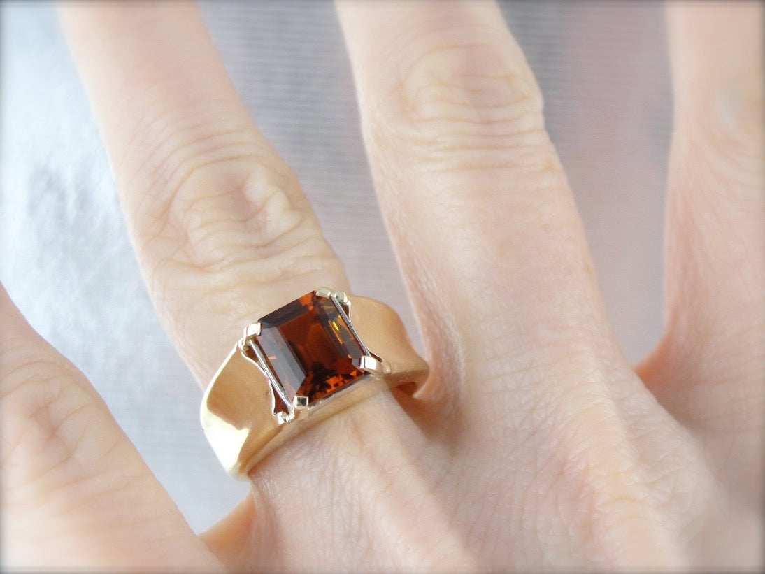 Crisp Citrine Men's Statement Ring