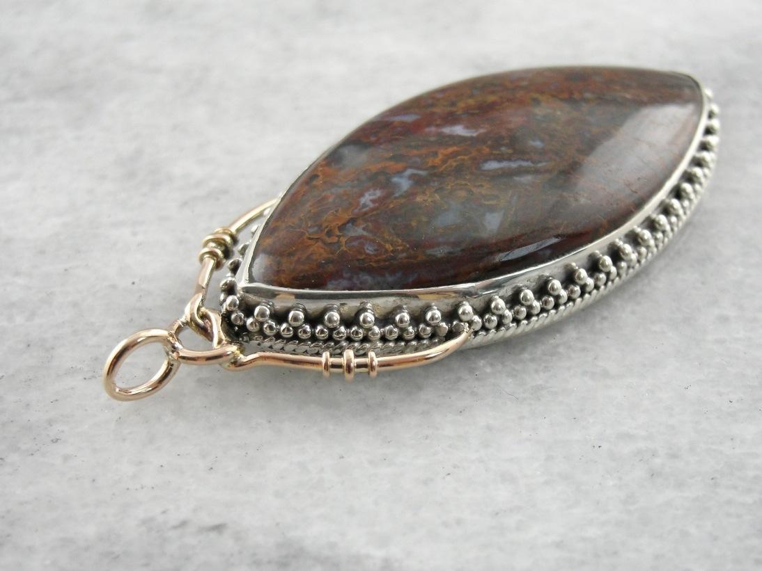 Cosmic Colors, Marquise Cut Agate Pendant