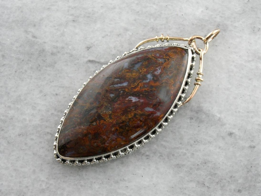 Cosmic Colors, Marquise Cut Agate Pendant