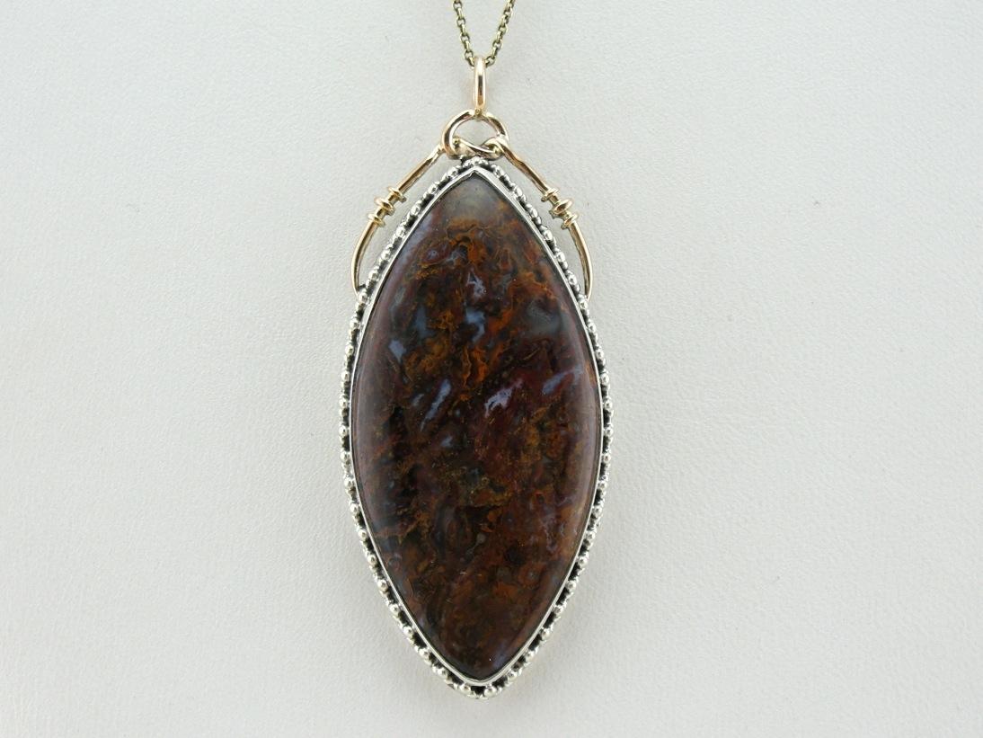 Cosmic Colors, Marquise Cut Agate Pendant