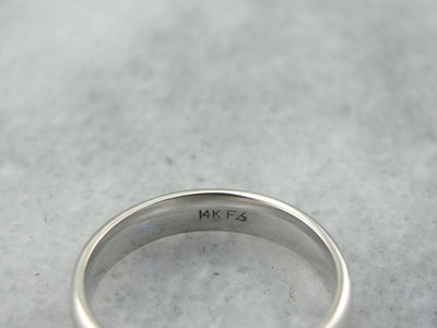 Polished Plain White Gold Band for Him or Her, Gorgeous Comfort Fit