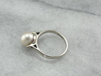 June Birthstone, Pearl Solitaire Cocktail Ring