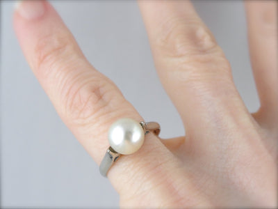June Birthstone, Pearl Solitaire Cocktail Ring