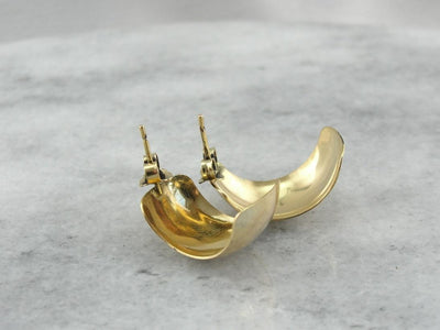 Semi Hoop Earrings in Polished Yellow Gold