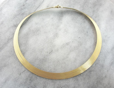 Reversible Italian Gold Collar Necklace, Vintage