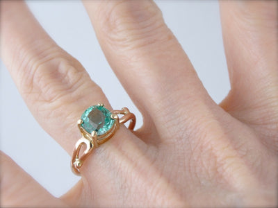 Fine Columbian Emerald Solitaire Ring in Rose and Yellow Gold