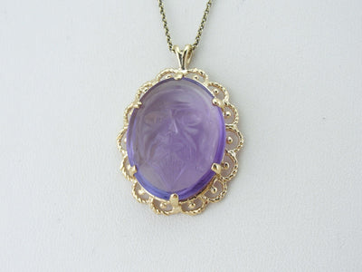 The Wise Man in the Stone: Antique Carved Amethyst Cameo Gemstone in Modern Frame
