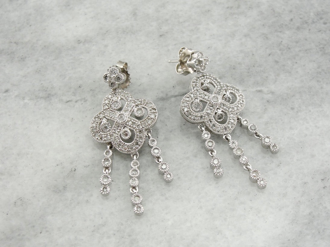 Diamond Chandelier Earrings, Bridal Earrings