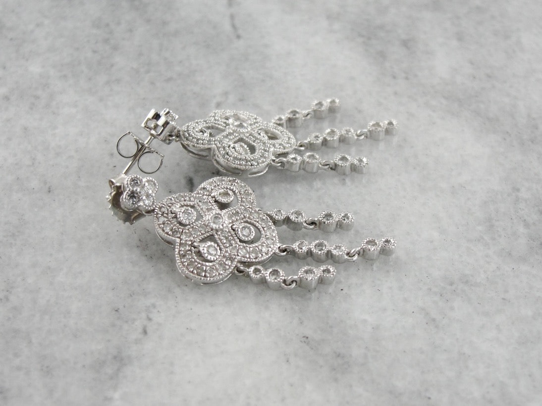 Diamond Chandelier Earrings, Bridal Earrings
