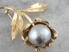 Bold Gold & Vintage Baroque Pearl Floral Brooch, Large Mid Century Statement Brooch