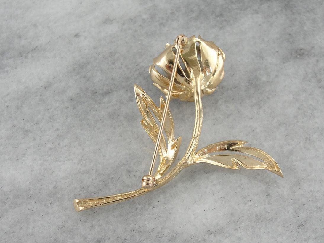 Bold Gold & Vintage Baroque Pearl Floral Brooch, Large Mid Century Statement Brooch