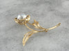 Bold Gold & Vintage Baroque Pearl Floral Brooch, Large Mid Century Statement Brooch