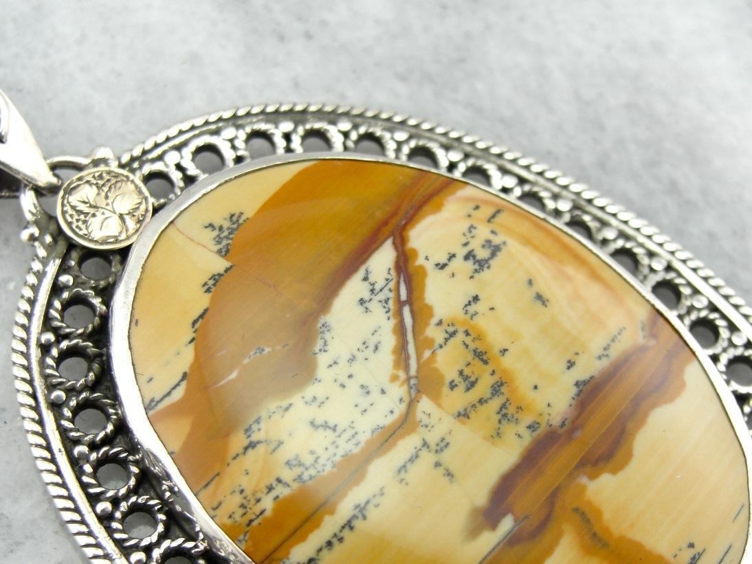 Desert Scene, Picture Jasper Pendant with Victorian Accents