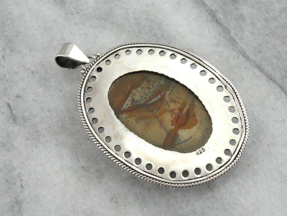 Desert Scene, Picture Jasper Pendant with Victorian Accents