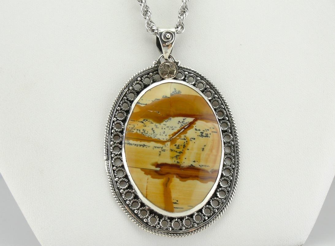 Desert Scene, Picture Jasper Pendant with Victorian Accents